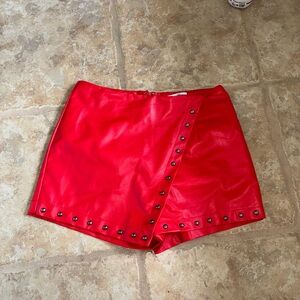 High Waist Red Studded Women's Shorts